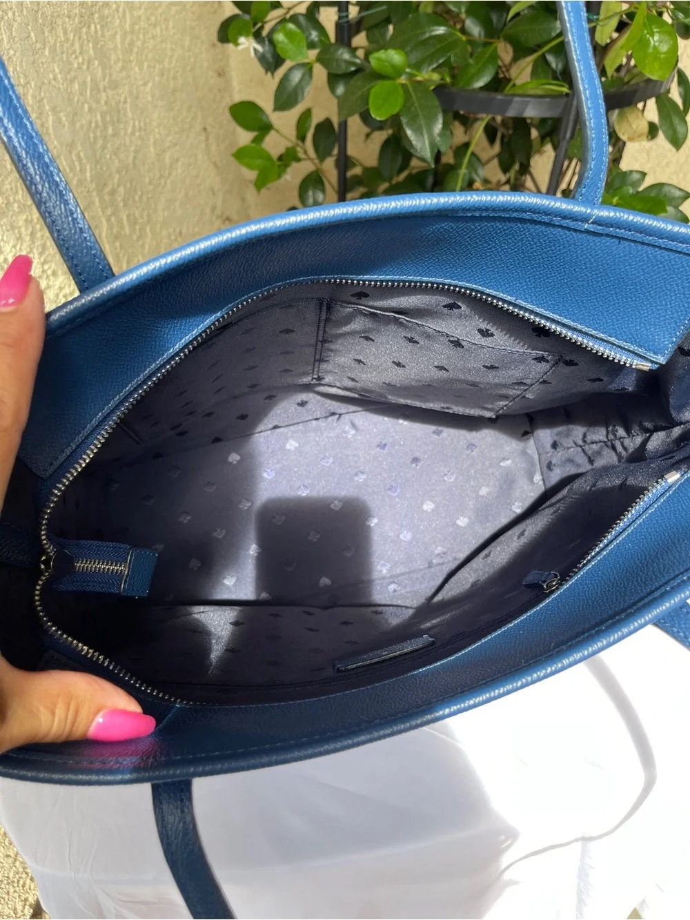 kate spade Blue Leather Tote with Top Handles